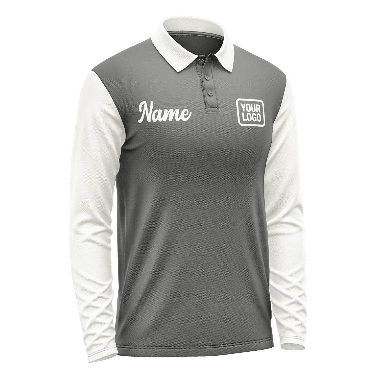 Custom Dark Grey White Long Sleeve Polo Shirt Pl201818B118