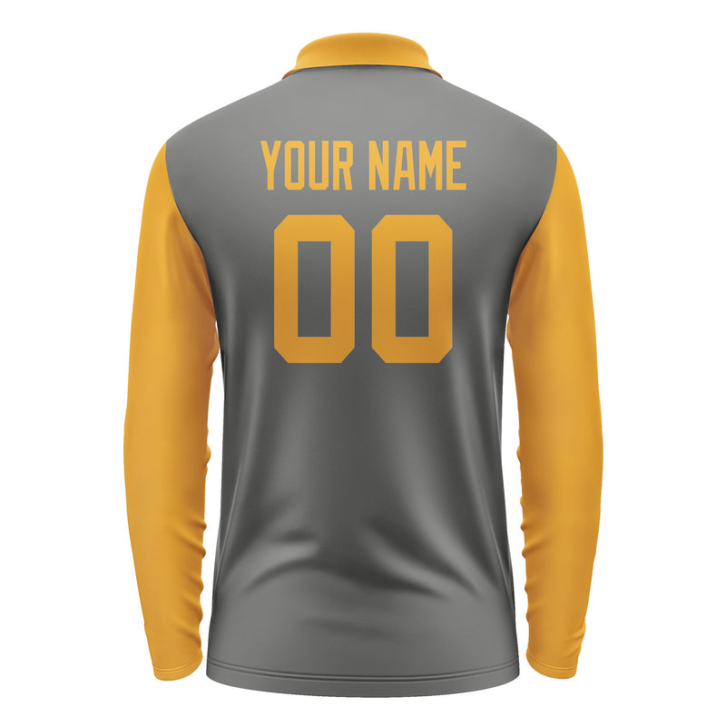 Custom Dark Grey Yellow Long Sleeve Polo Shirt Pl201919B119