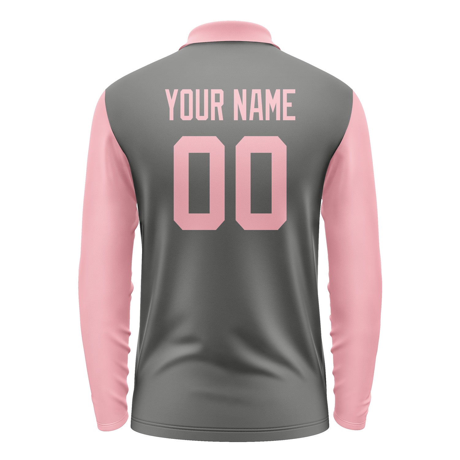 Custom Dark Grey Light Pink Long Sleeve Polo Shirt Pl202121B121