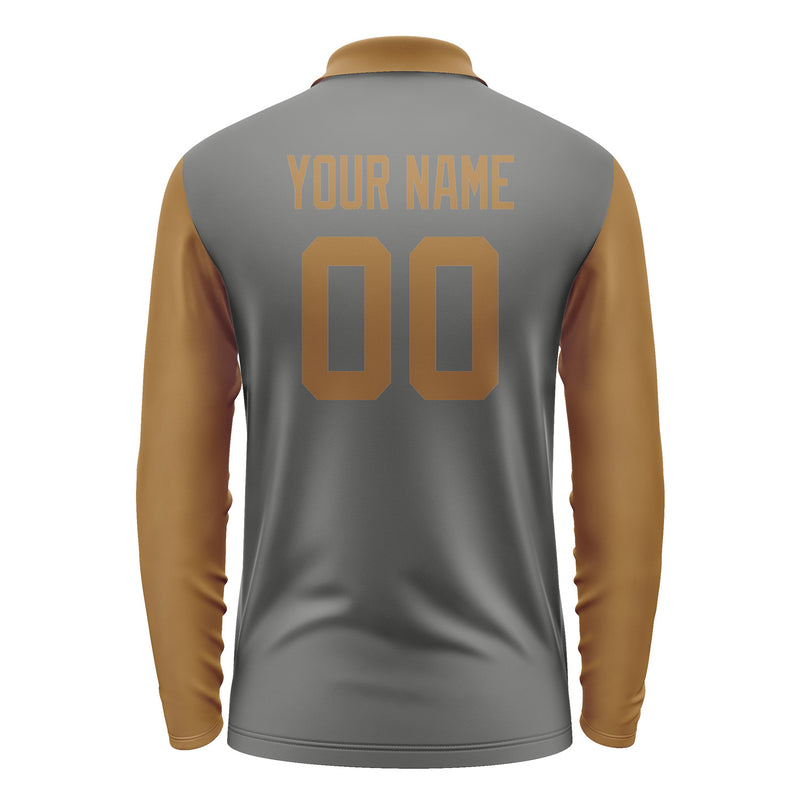 Custom Dark Grey Khaki Long Sleeve Polo Shirt Pl202222B122