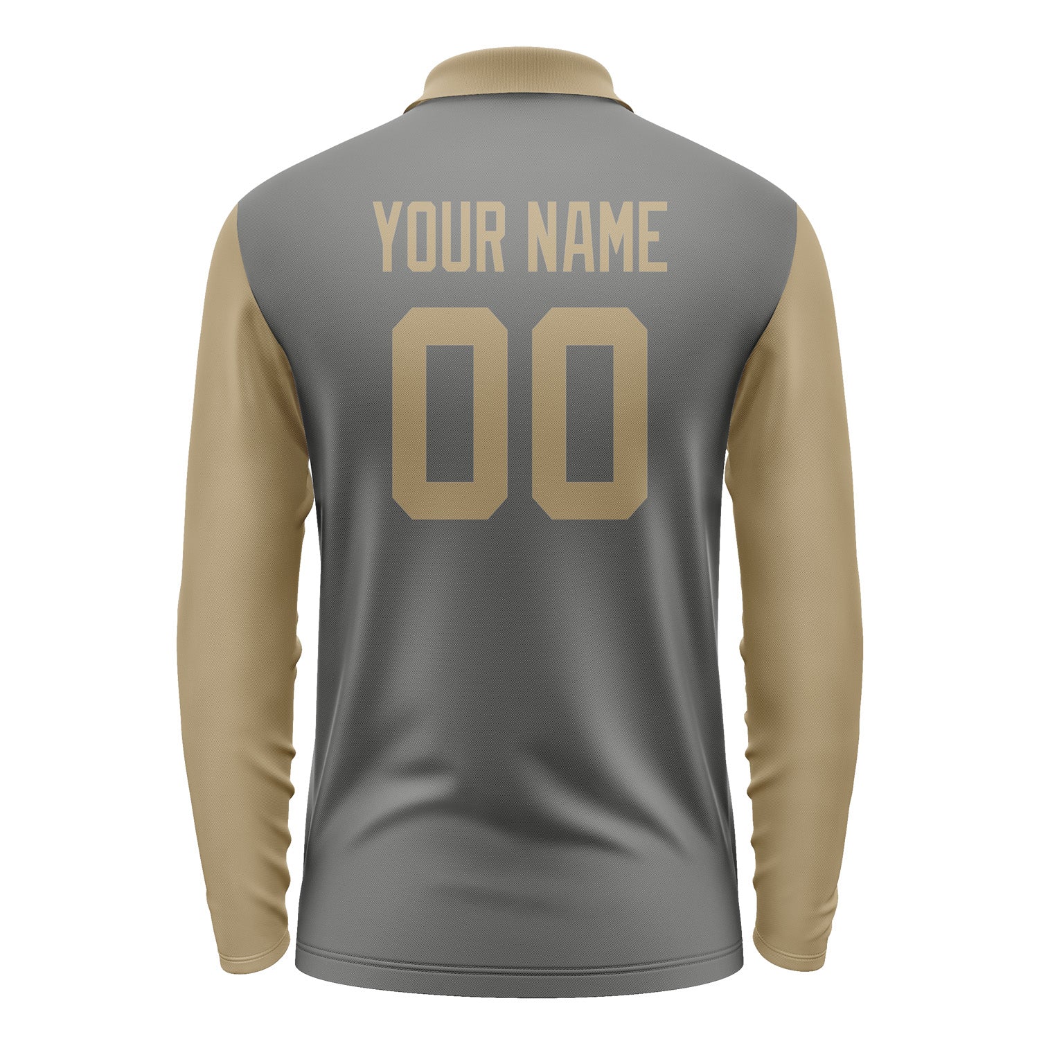 Custom Dark Grey Light Khaki Long Sleeve Polo Shirt Pl202525B125