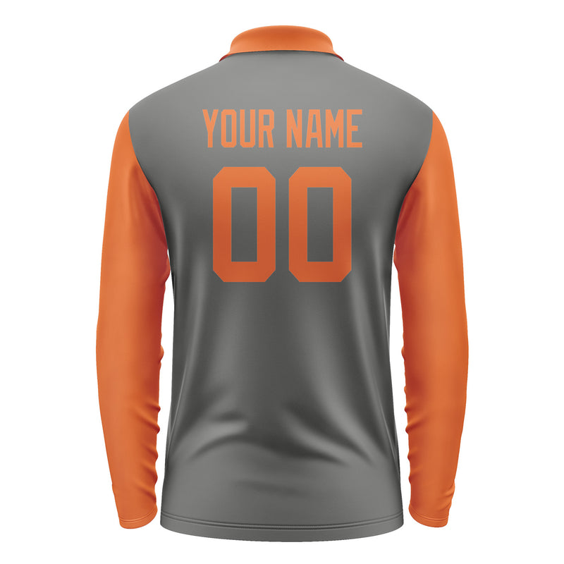Custom Dark Grey Orange Long Sleeve Polo Shirt Pl202828B128