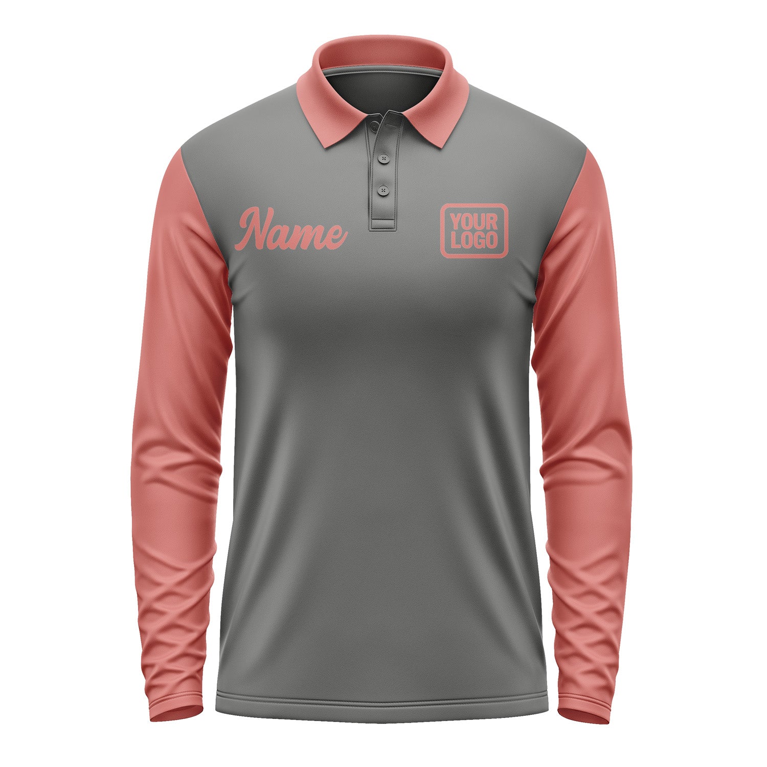 Custom Dark Grey Copper Rose Long Sleeve Polo Shirt Pl202929B129