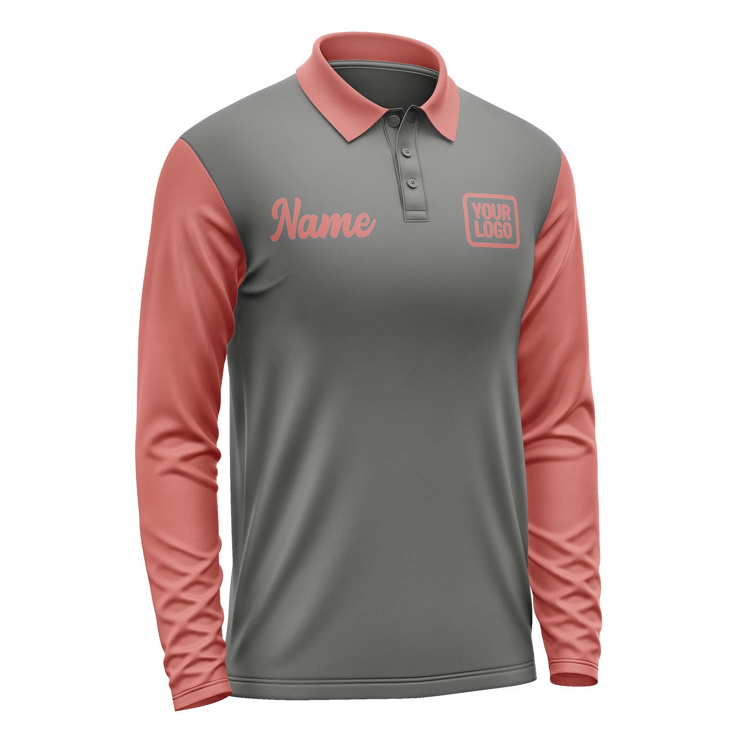 Custom Dark Grey Copper Rose Long Sleeve Polo Shirt Pl202929B129