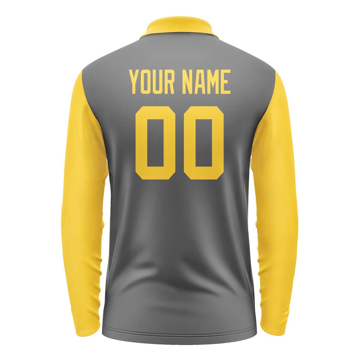Custom Dark Grey Gold Long Sleeve Polo Shirt Pl203030B130