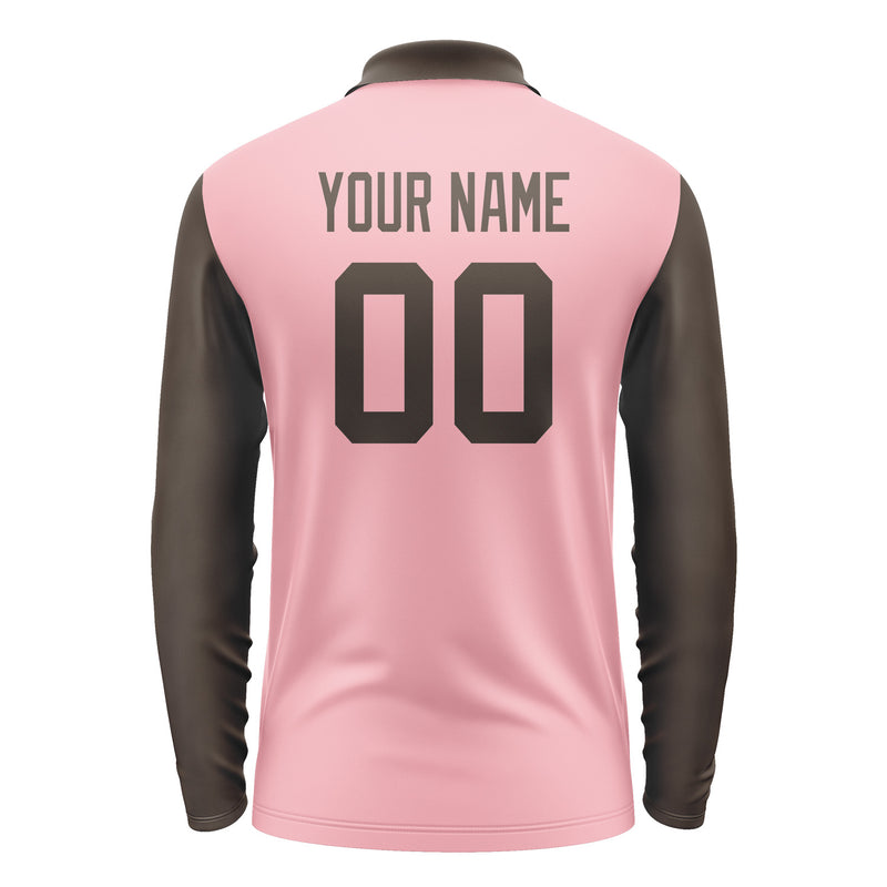 Custom Light Pink Brown Long Sleeve Polo Shirt Pl210101B101