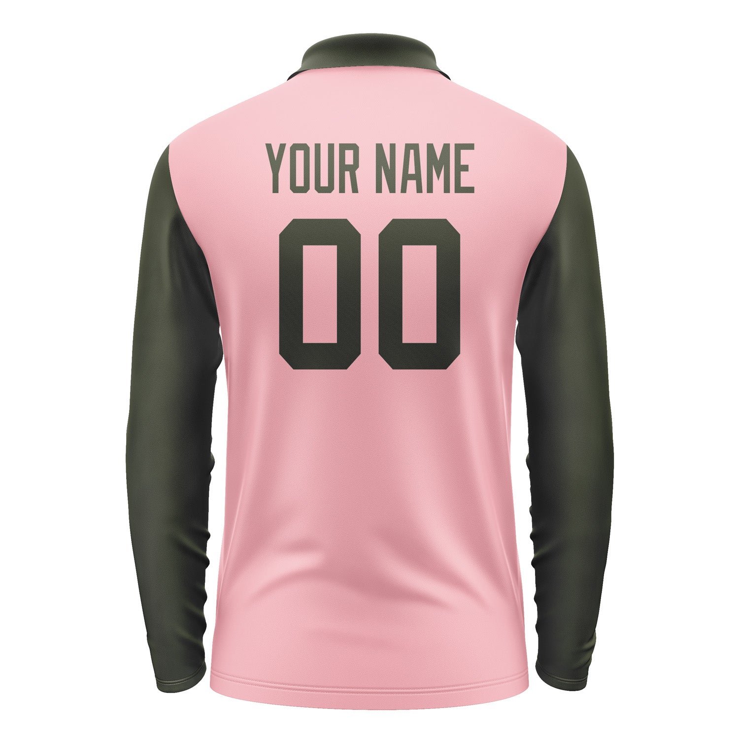Custom Light Pink Olive Long Sleeve Polo Shirt Pl210202B102