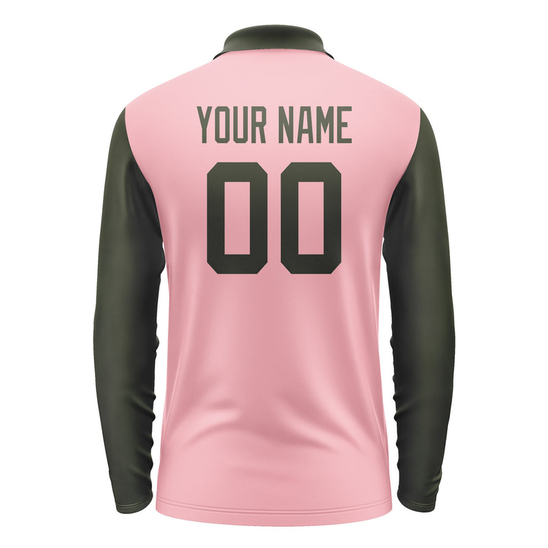Custom Light Pink Olive Long Sleeve Polo Shirt Pl210202B102