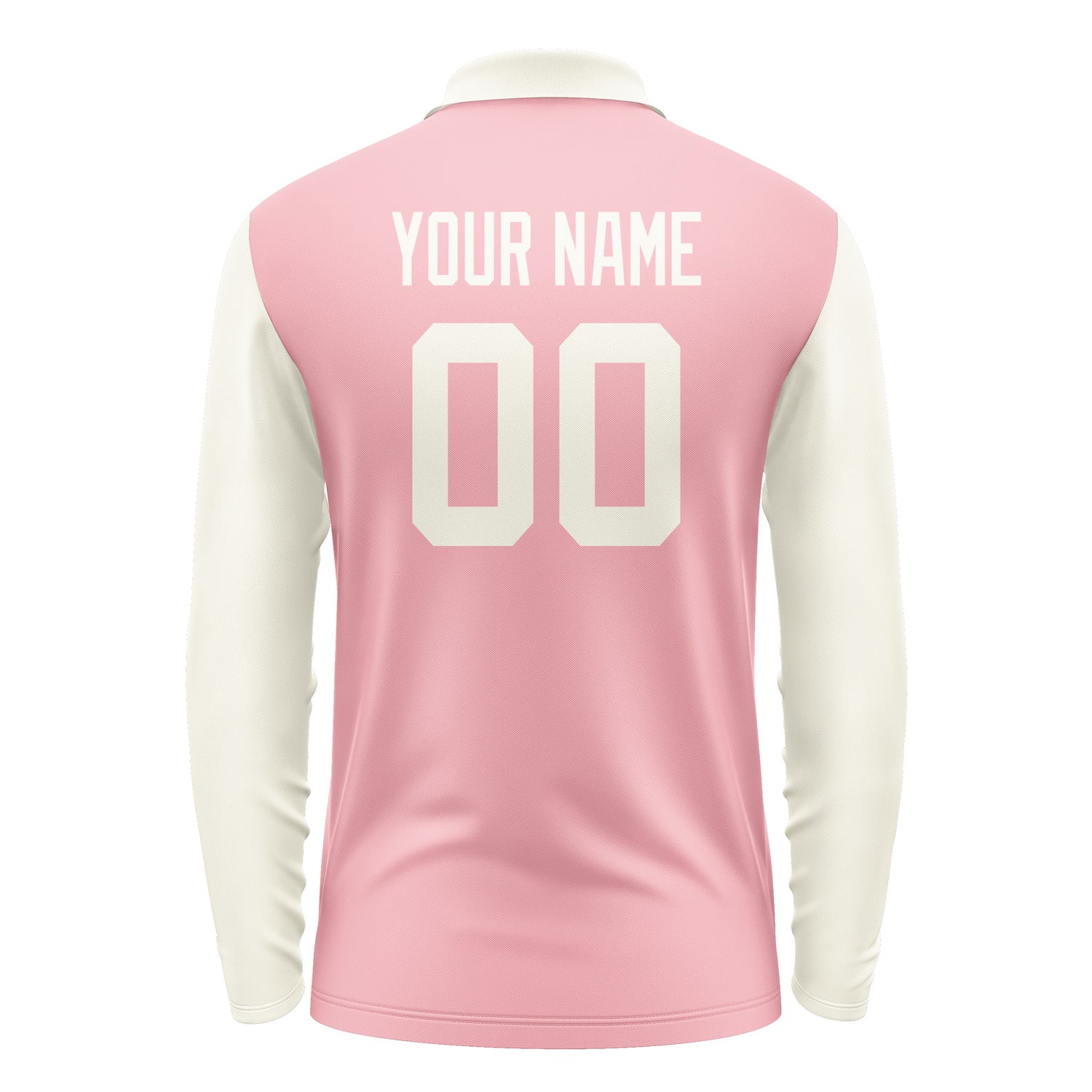 Custom Light Pink Cream Long Sleeve Polo Shirt Pl210303B103