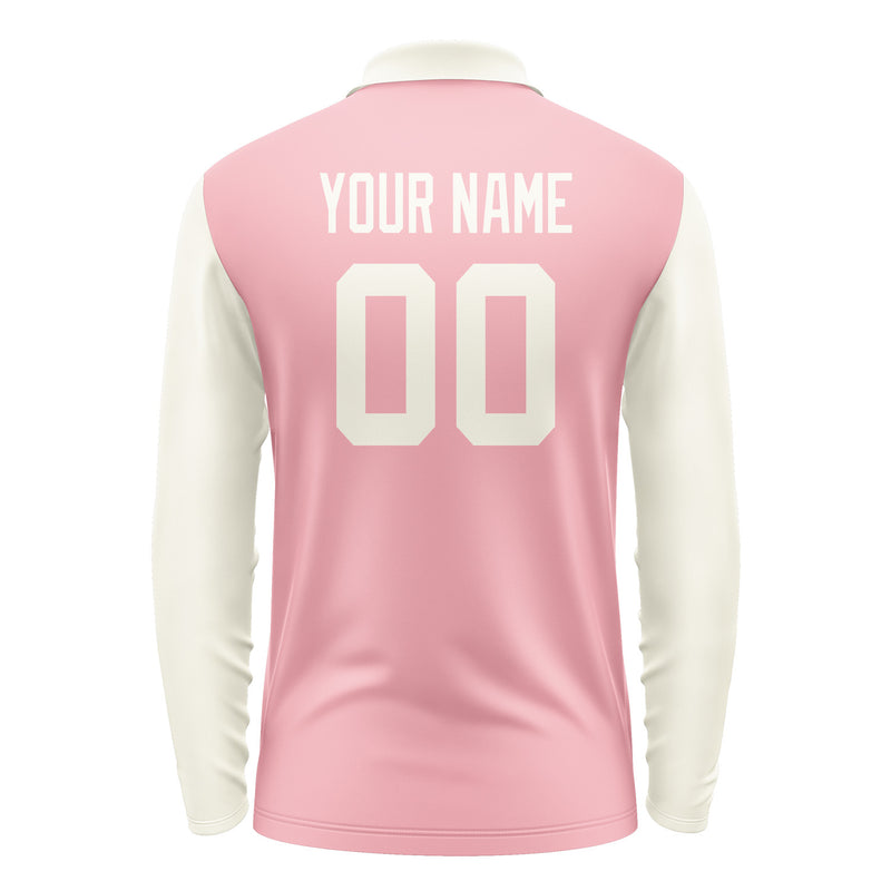Custom Light Pink Cream Long Sleeve Polo Shirt Pl210303B103