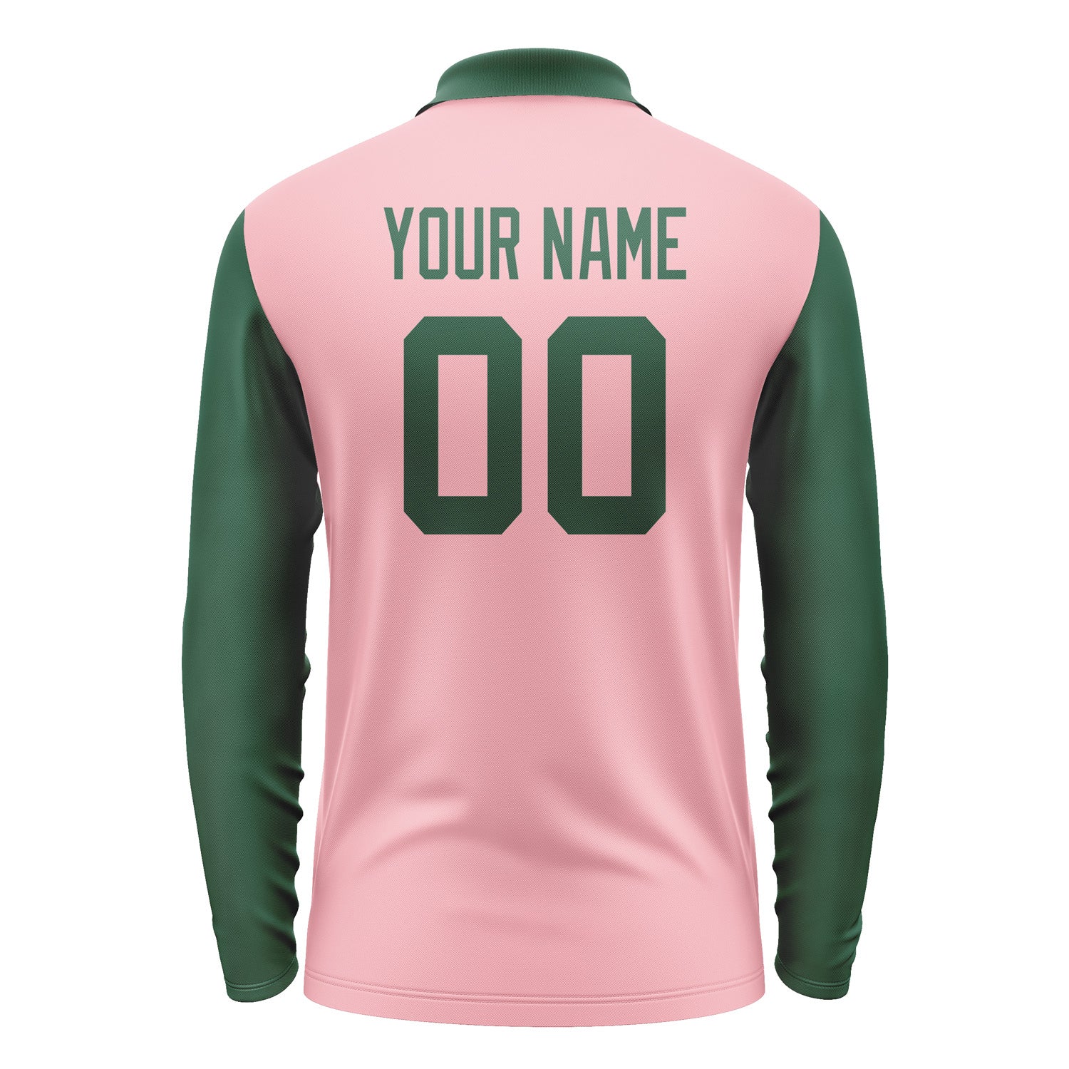 Custom Light Pink Green Long Sleeve Polo Shirt Pl210505B105