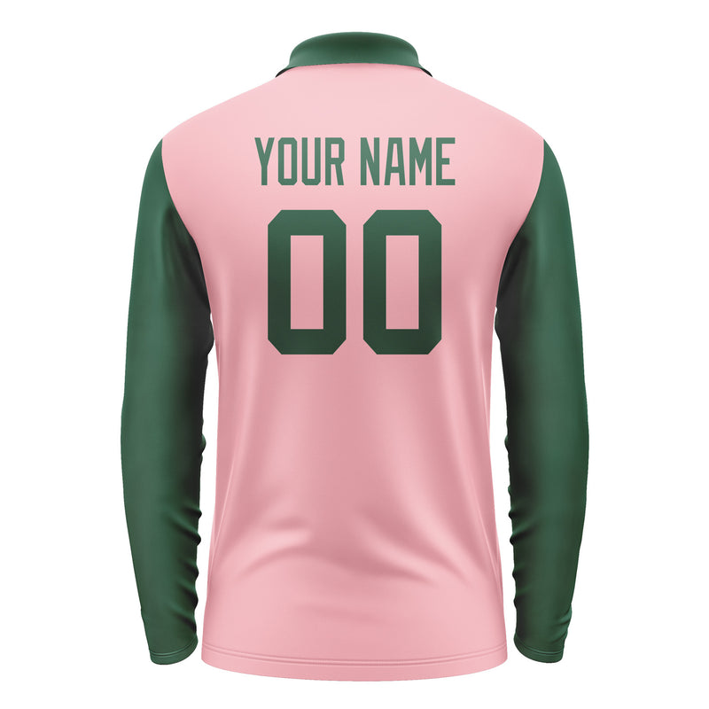 Custom Light Pink Green Long Sleeve Polo Shirt Pl210505B105