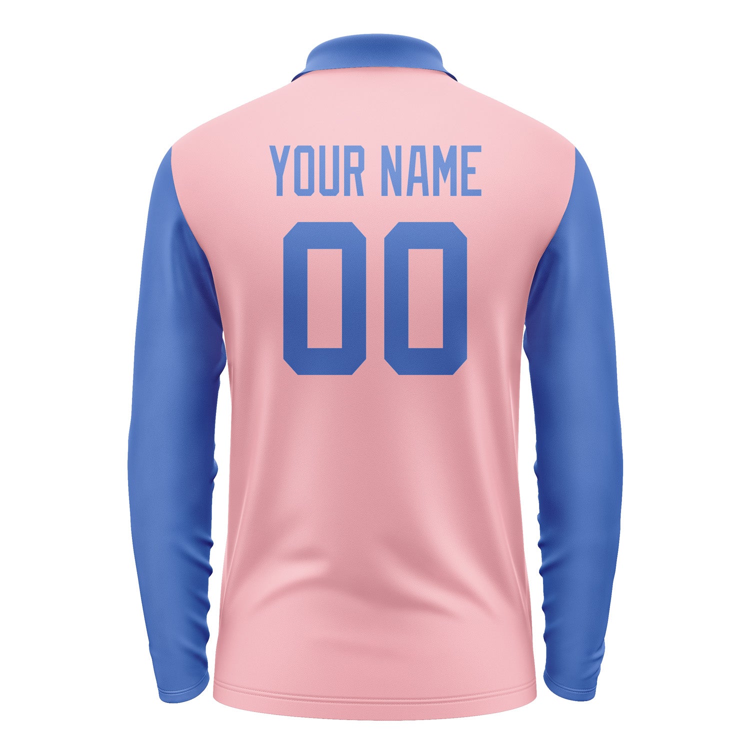 Custom Light Pink Sky Blue Long Sleeve Polo Shirt Pl210909B109