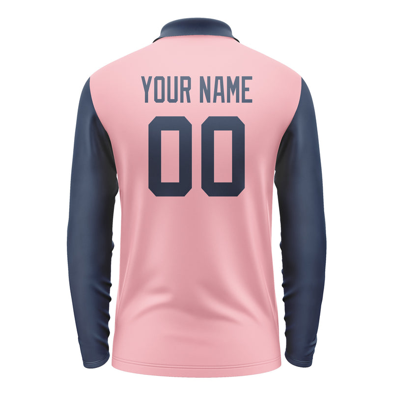 Custom Light Pink Blue Long Sleeve Polo Shirt Pl211010B110