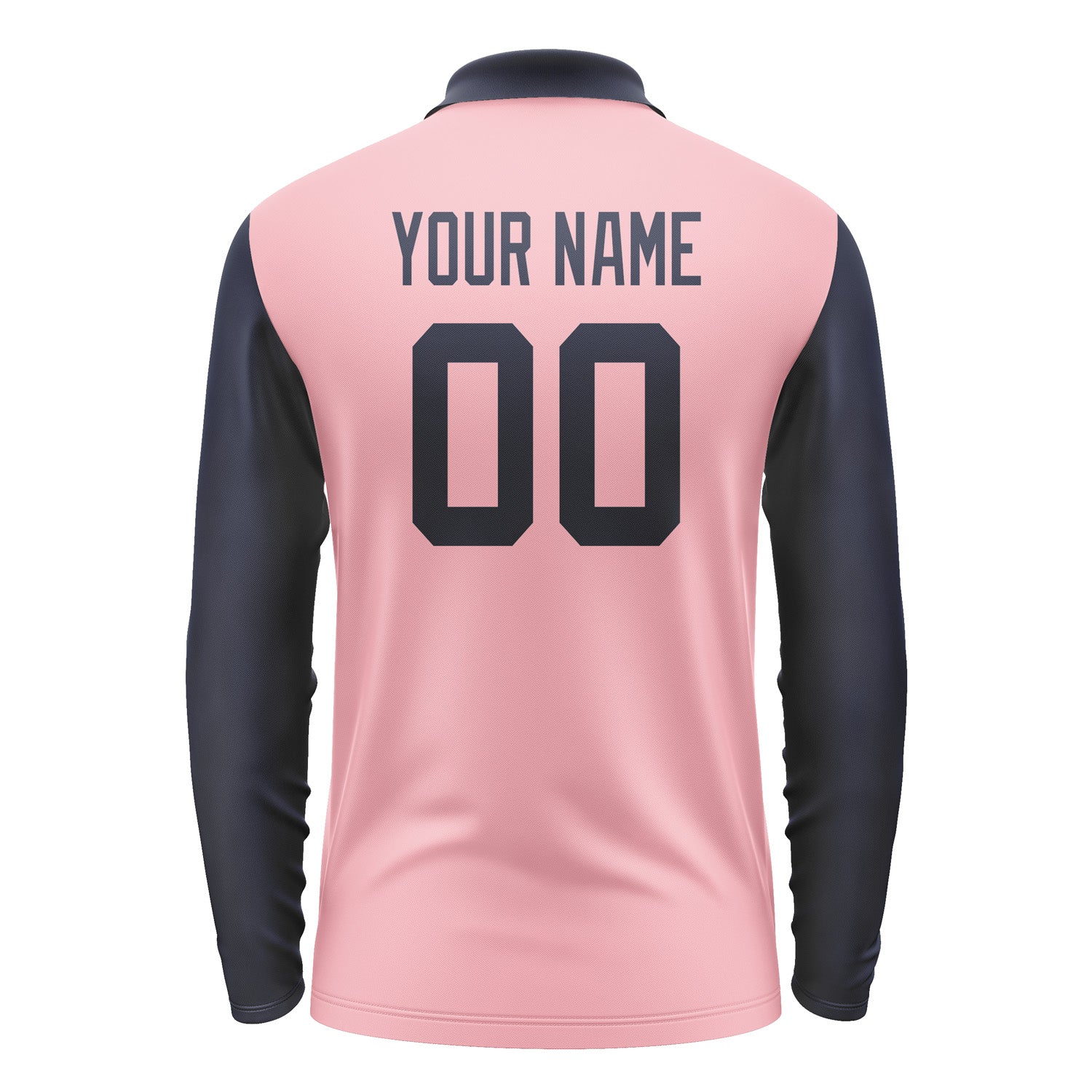Custom Light Pink Navy Long Sleeve Polo Shirt Pl211111B111
