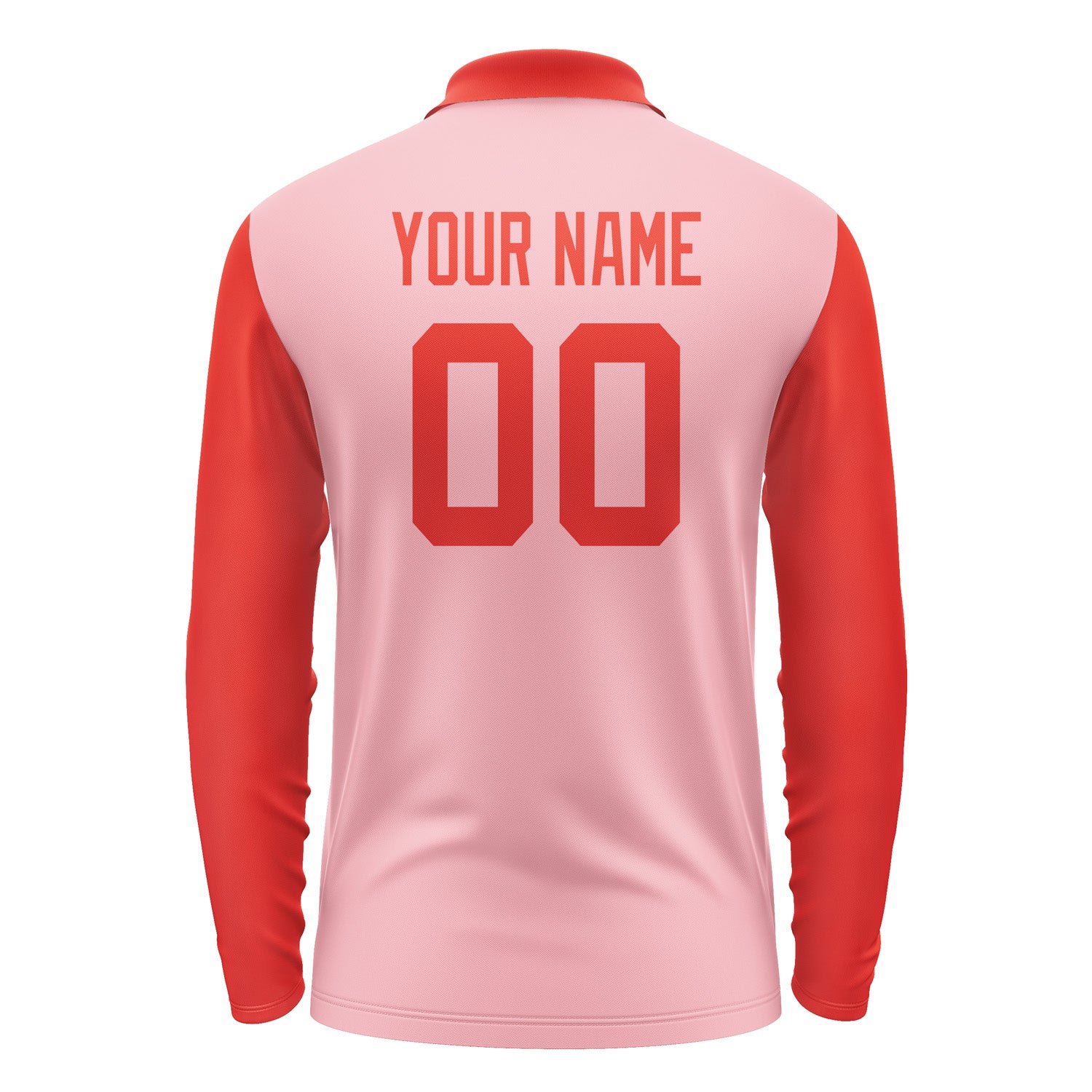 Custom Light Pink Orange Red Long Sleeve Polo Shirt Pl211212B112