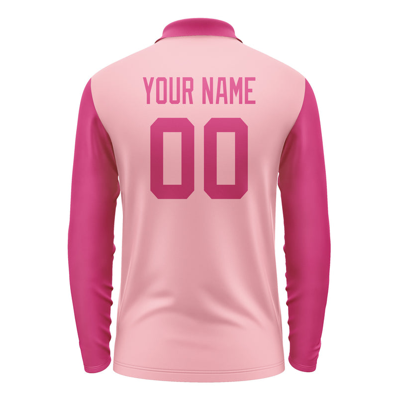 Custom Light Pink Pink Long Sleeve Polo Shirt Pl211313B113