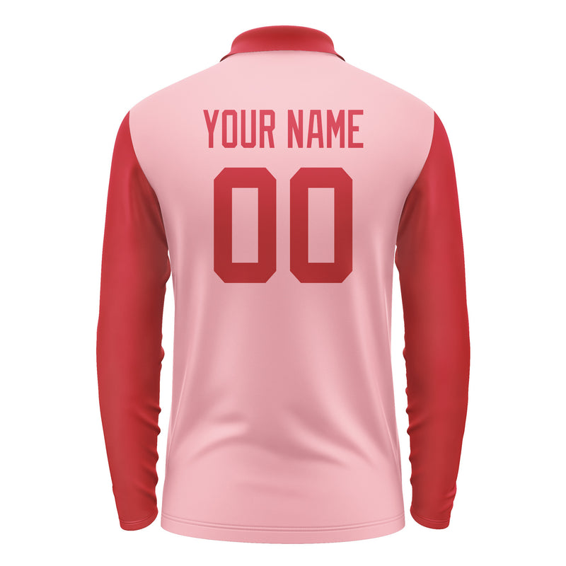 Custom Light Pink Red Long Sleeve Polo Shirt Pl211414B114