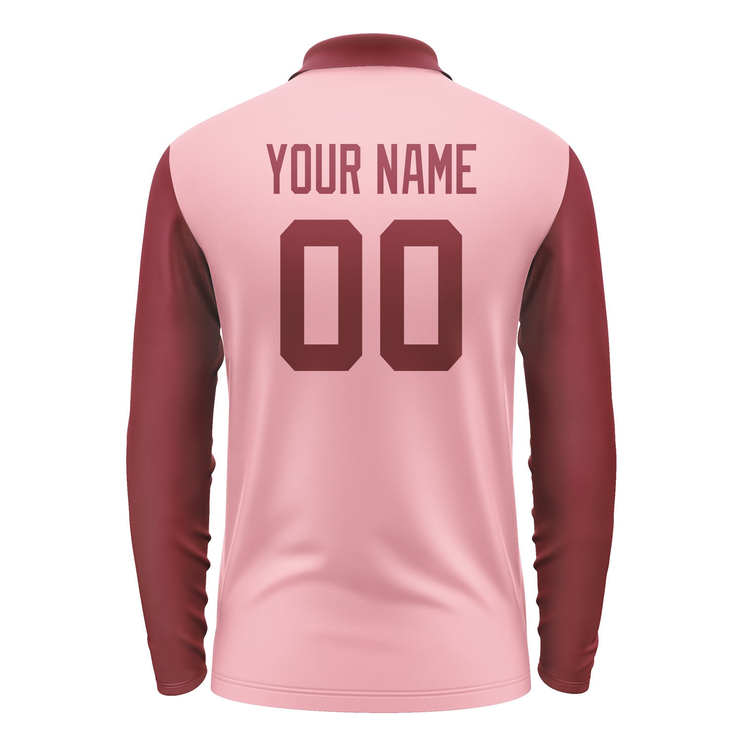 Custom Light Pink Crimson Red Long Sleeve Polo Shirt Pl211515B115