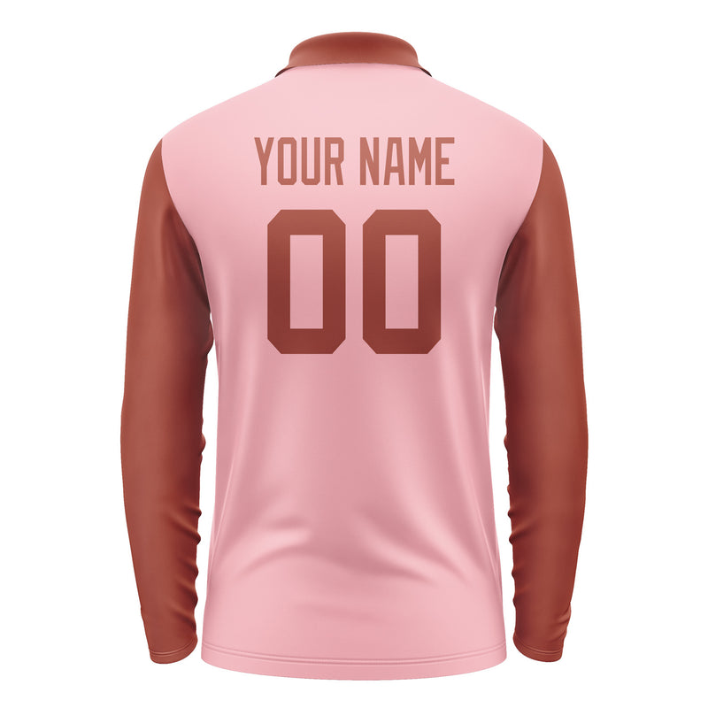 Custom Light Pink Coral Red Long Sleeve Polo Shirt Pl211616B116