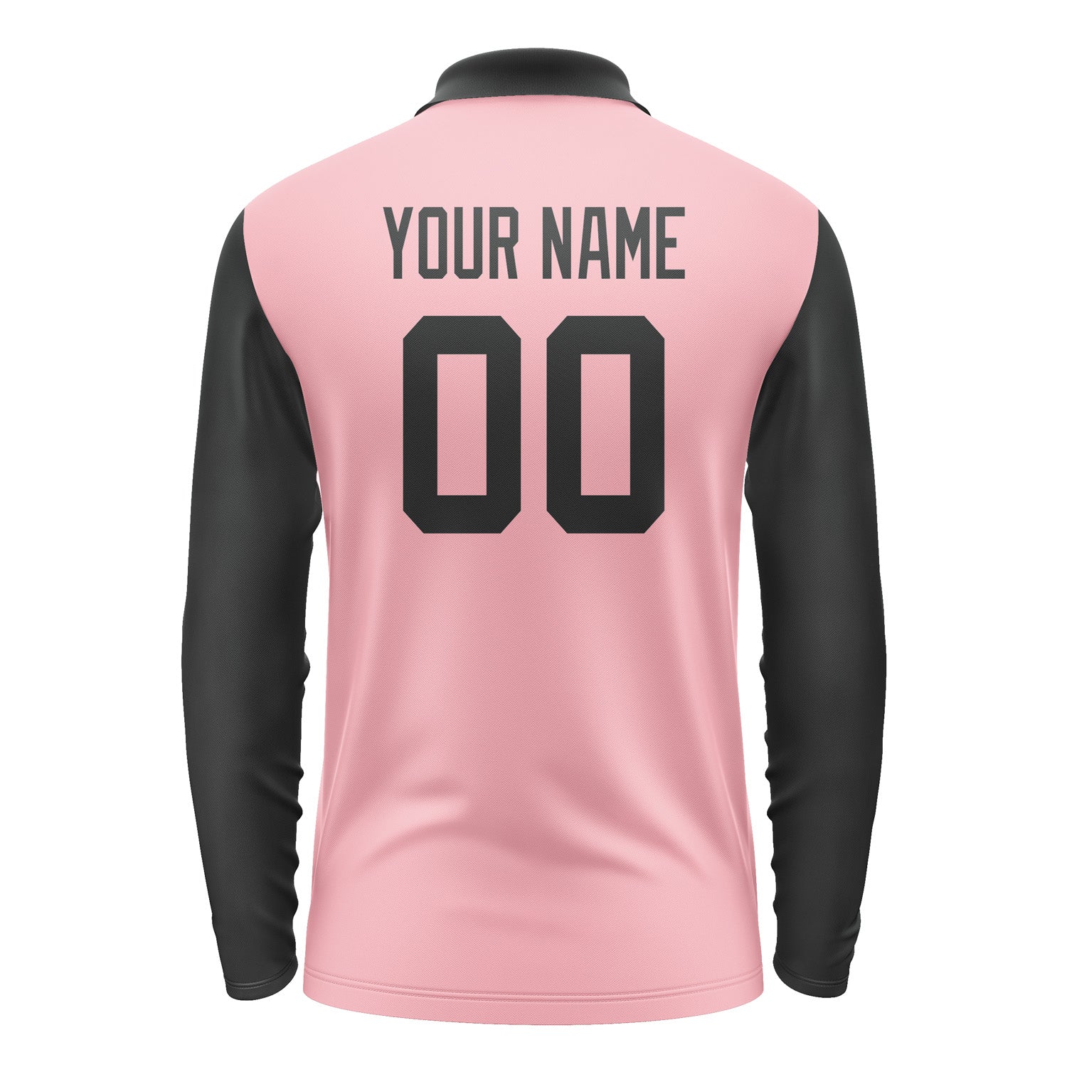Custom Light Pink Black Long Sleeve Polo Shirt Pl211717B117