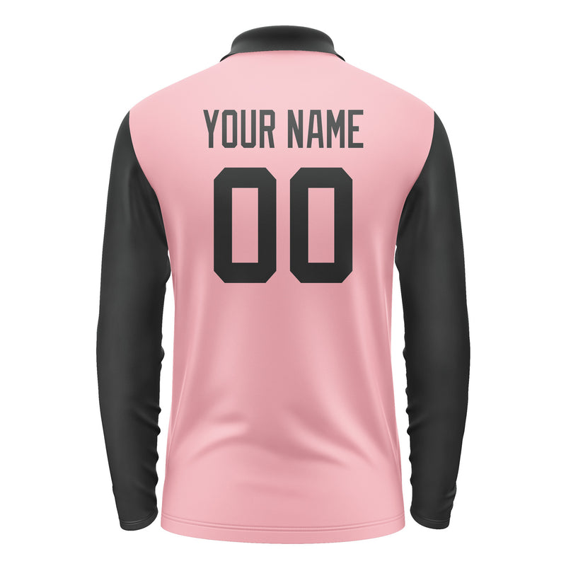Custom Light Pink Black Long Sleeve Polo Shirt Pl211717B117