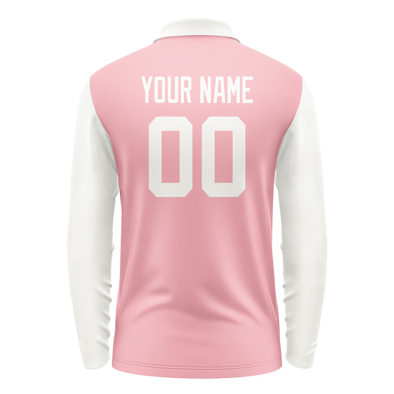 Custom Light Pink White Long Sleeve Polo Shirt Pl211818B118