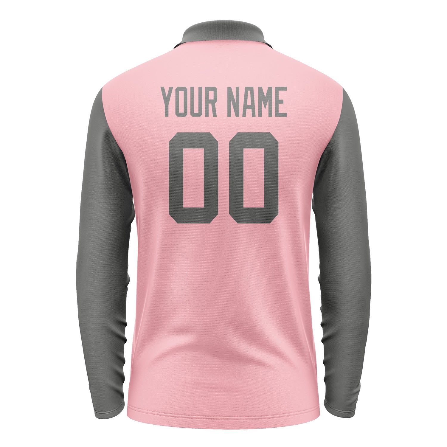 Custom Light Pink Dark Grey Long Sleeve Polo Shirt Pl212020B120