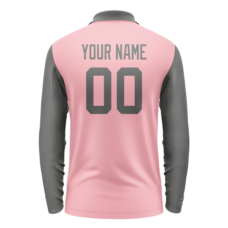 Custom Light Pink Dark Grey Long Sleeve Polo Shirt Pl212020B120
