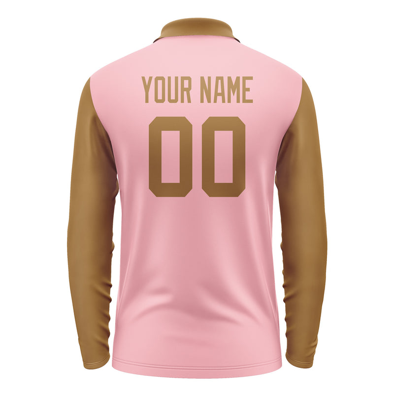 Custom Light Pink Khaki Long Sleeve Polo Shirt Pl212222B122