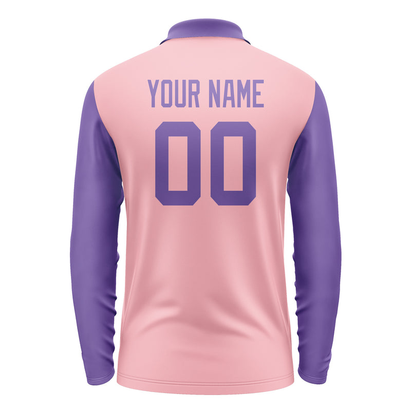 Custom Light Pink Light Purple Long Sleeve Polo Shirt Pl212323B123