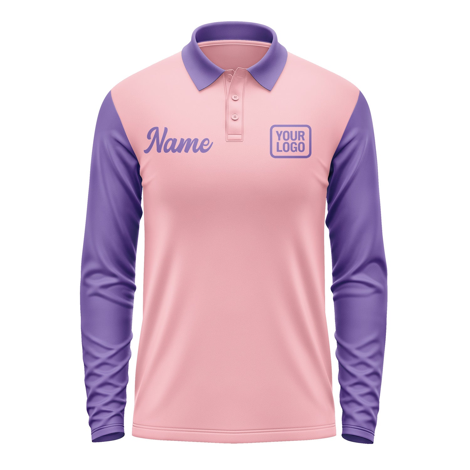 Custom Light Pink Light Purple Long Sleeve Polo Shirt Pl212323B123