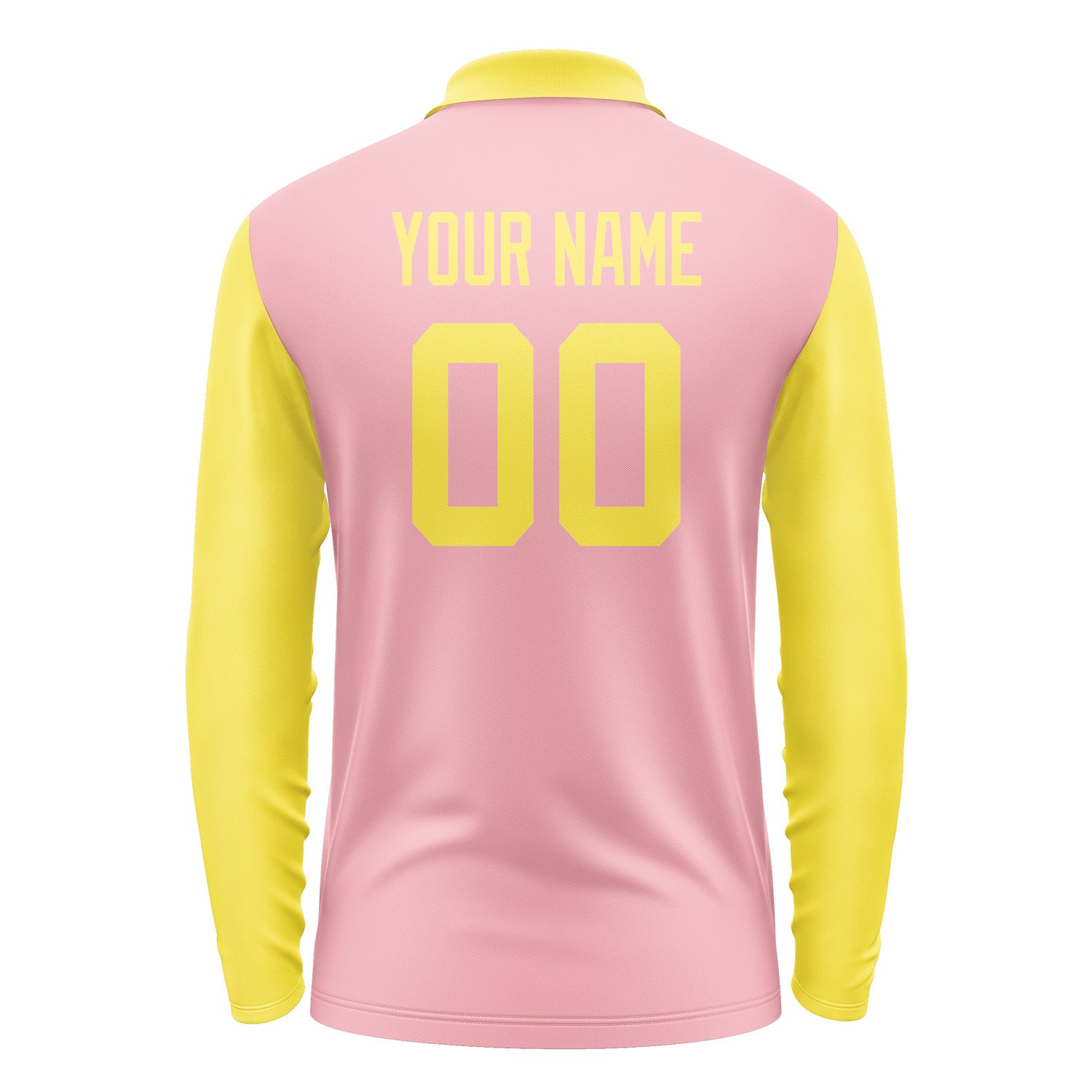 Custom Light Pink Light Yellow Long Sleeve Polo Shirt Pl212626B126
