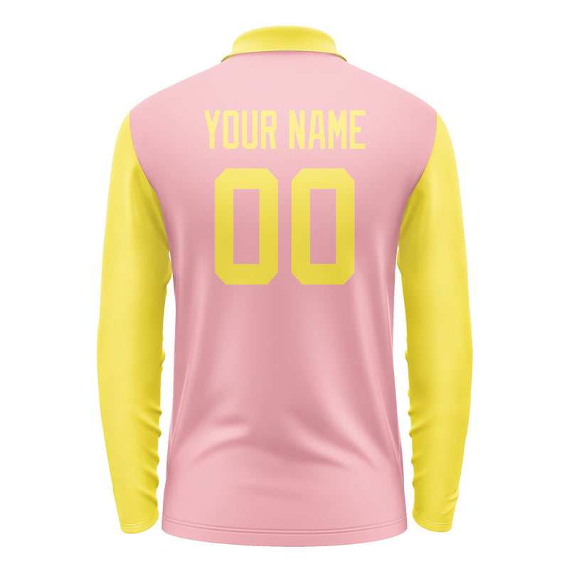 Custom Light Pink Light Yellow Long Sleeve Polo Shirt Pl212626B126