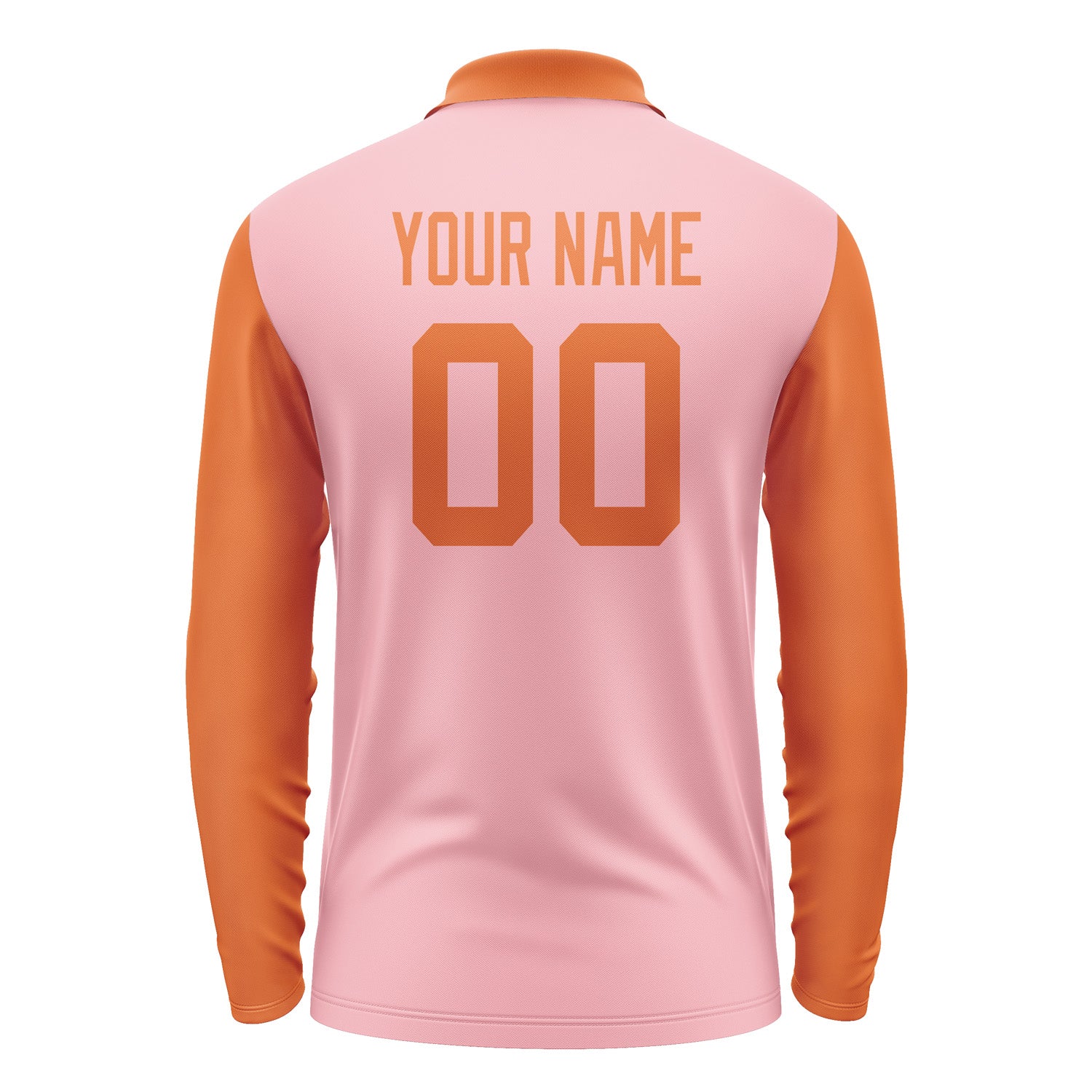 Custom Light Pink Orange Long Sleeve Polo Shirt Pl212828B128