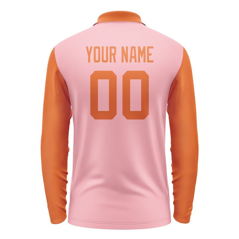 Custom Light Pink Orange Long Sleeve Polo Shirt Pl212828B128