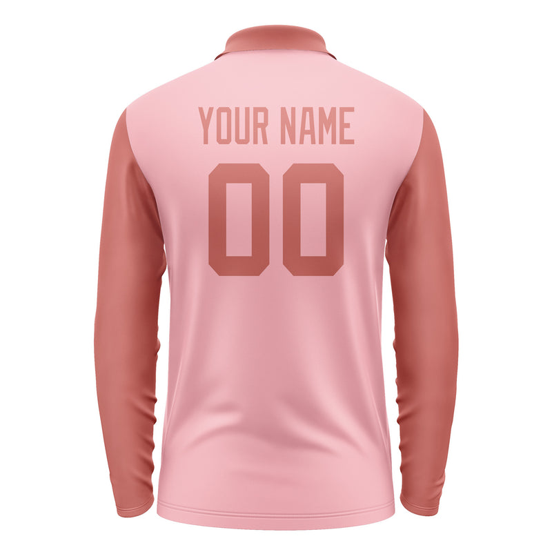 Custom Light Pink Copper Rose Long Sleeve Polo Shirt Pl212929B129