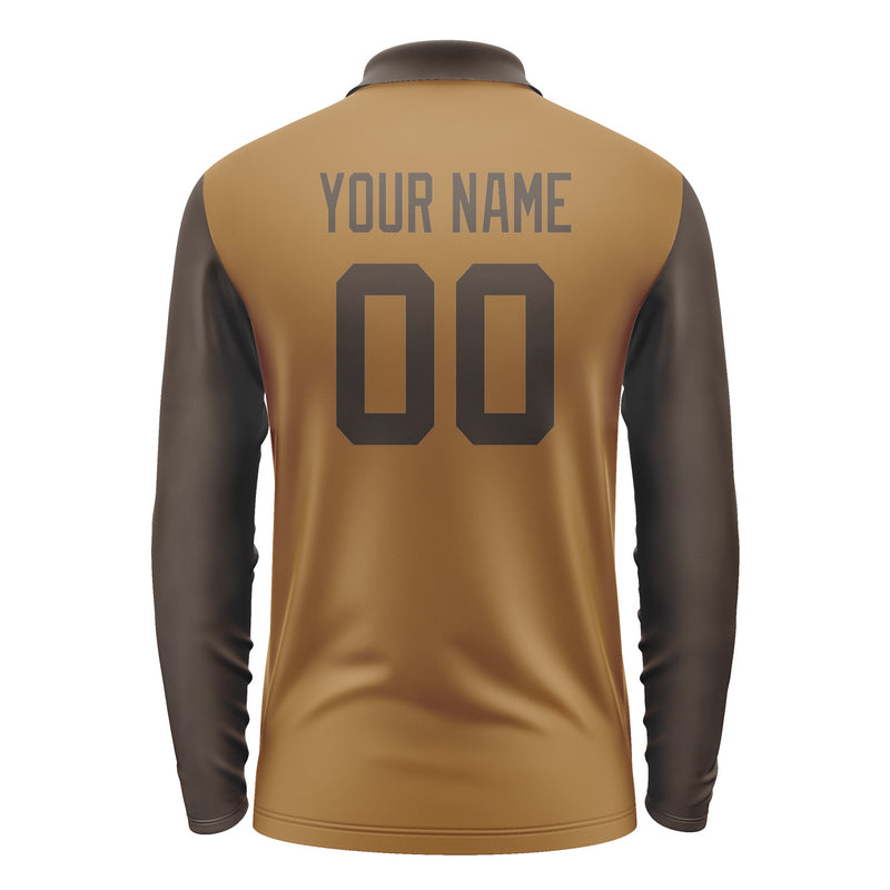 Custom Khaki Brown Long Sleeve Polo Shirt Pl220101B101