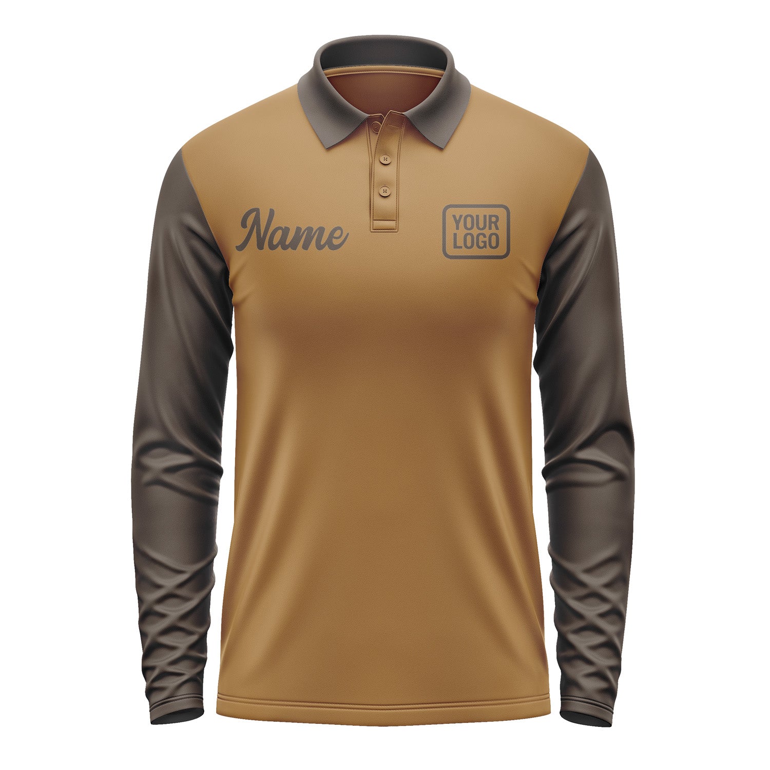 Custom Khaki Brown Long Sleeve Polo Shirt Pl220101B101
