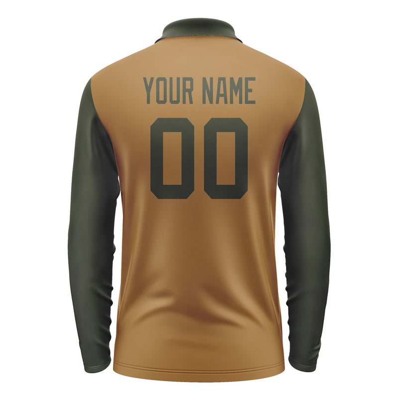 Custom Khaki Olive Long Sleeve Polo Shirt Pl220202B102