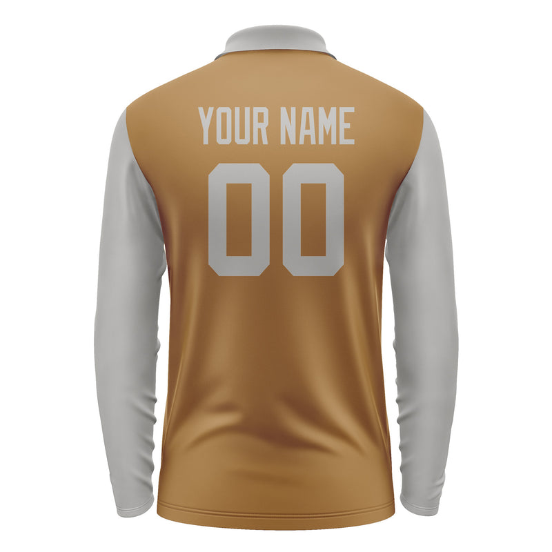Custom Khaki Gray Long Sleeve Polo Shirt Pl220404B104