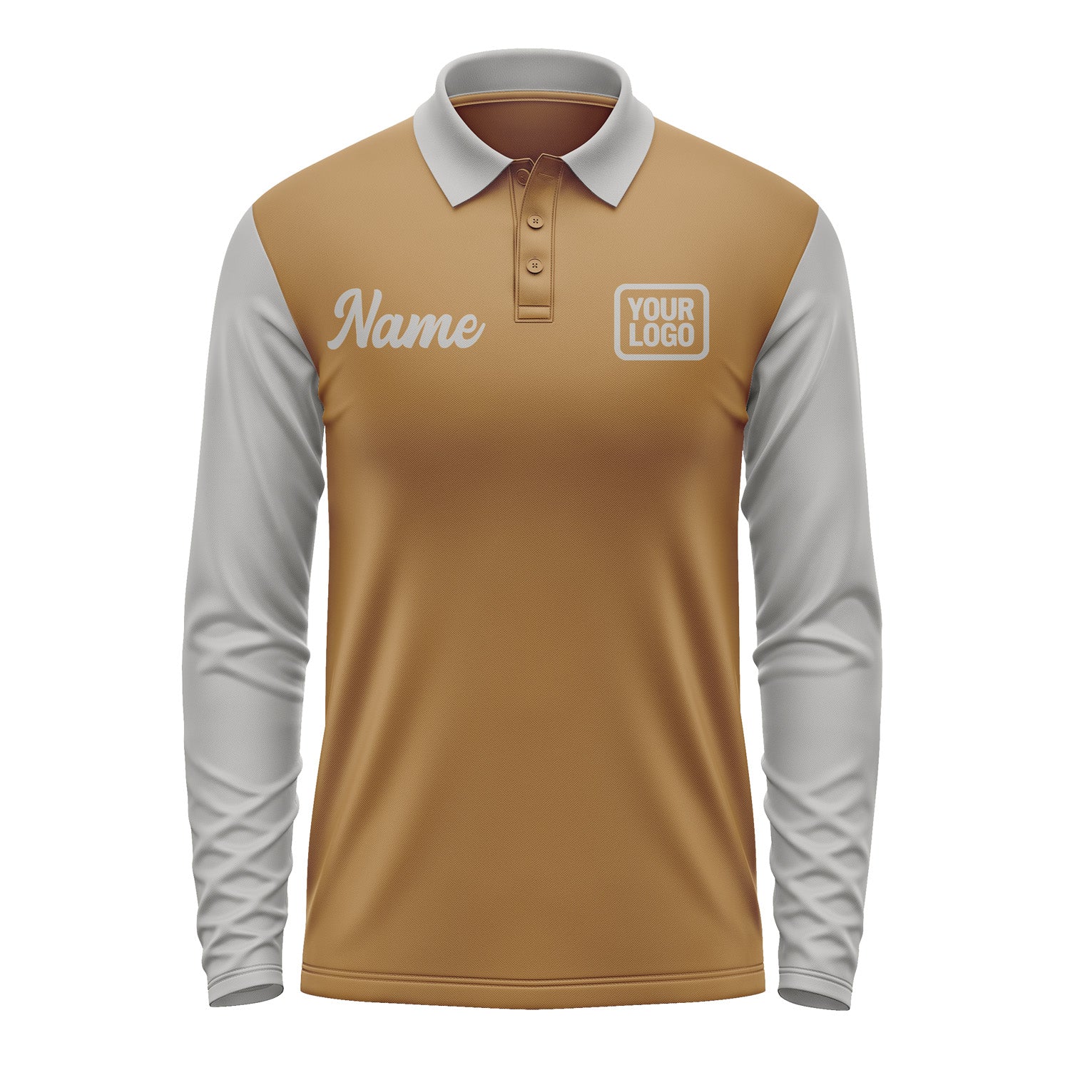 Custom Khaki Gray Long Sleeve Polo Shirt Pl220404B104