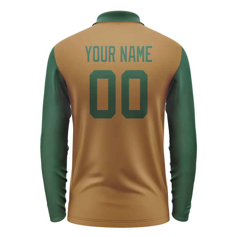 Custom Khaki Green Long Sleeve Polo Shirt Pl220505B105