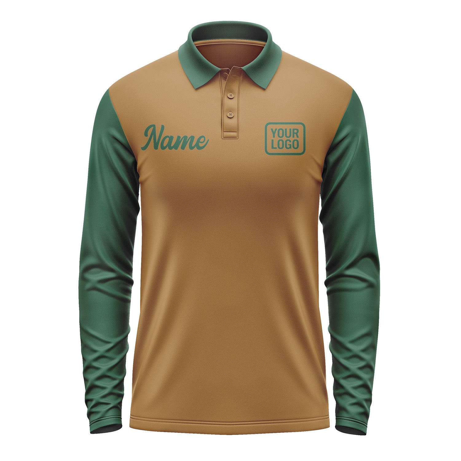 Custom Khaki Green Long Sleeve Polo Shirt Pl220505B105