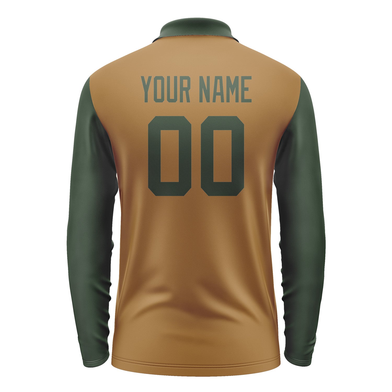 Custom Khaki Dark Green Long Sleeve Polo Shirt Pl220606B106