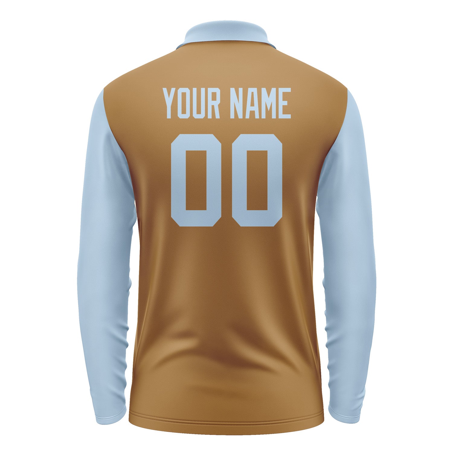 Custom Khaki Light Blue Long Sleeve Polo Shirt Pl220808B108
