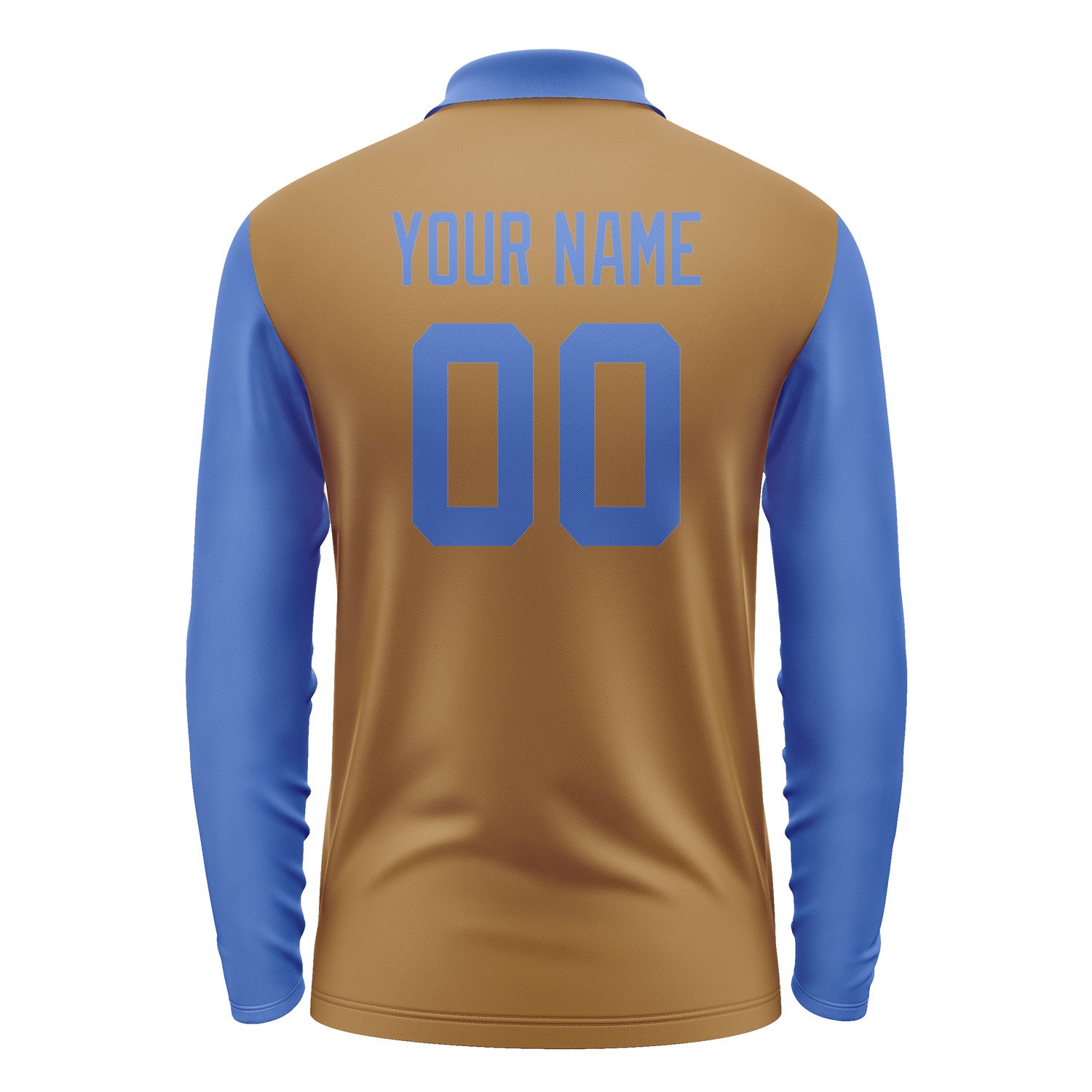 Custom Khaki Sky Blue Long Sleeve Polo Shirt Pl220909B109