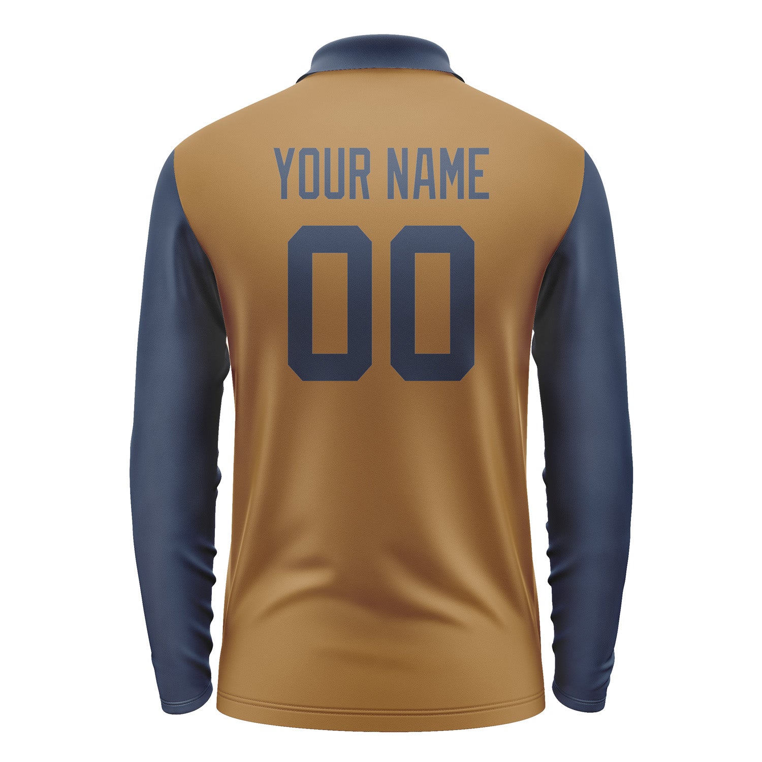 Custom Khaki Blue Long Sleeve Polo Shirt Pl221010B110
