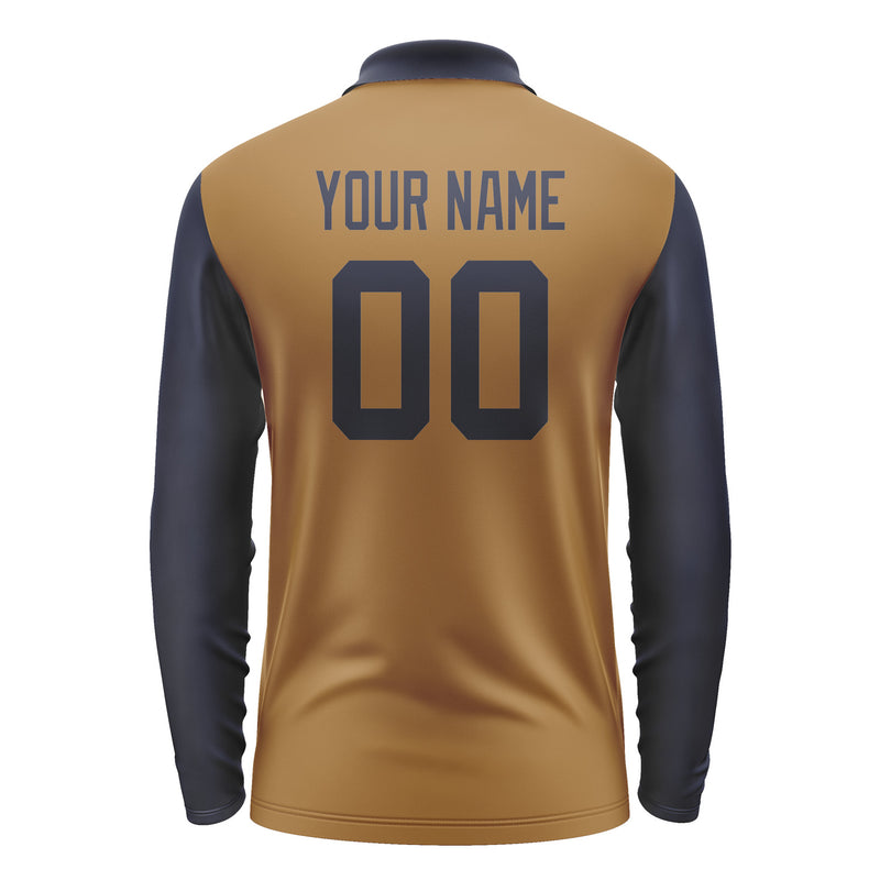Custom Khaki Navy Long Sleeve Polo Shirt Pl221111B111
