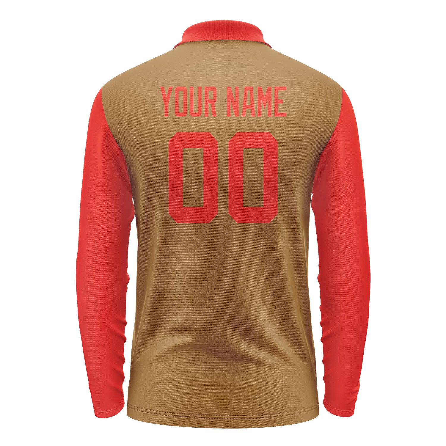 Custom Khaki Orange Red Long Sleeve Polo Shirt Pl221212B112